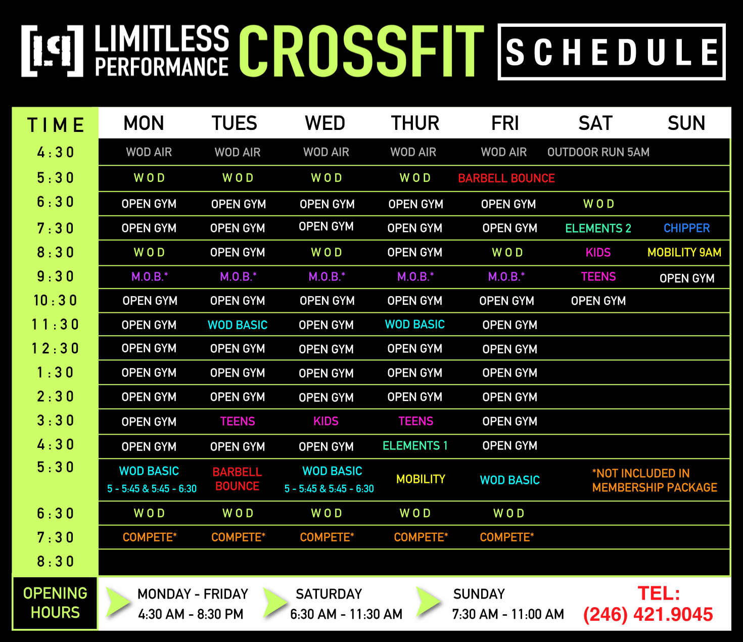 Schedule – Limitless Performance CrossFit